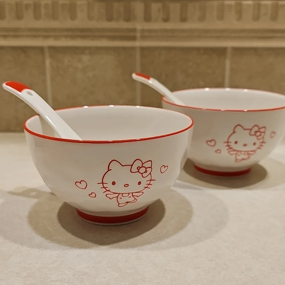 Hello Kitty Sanrio Noodle Bowl and Spoon Set